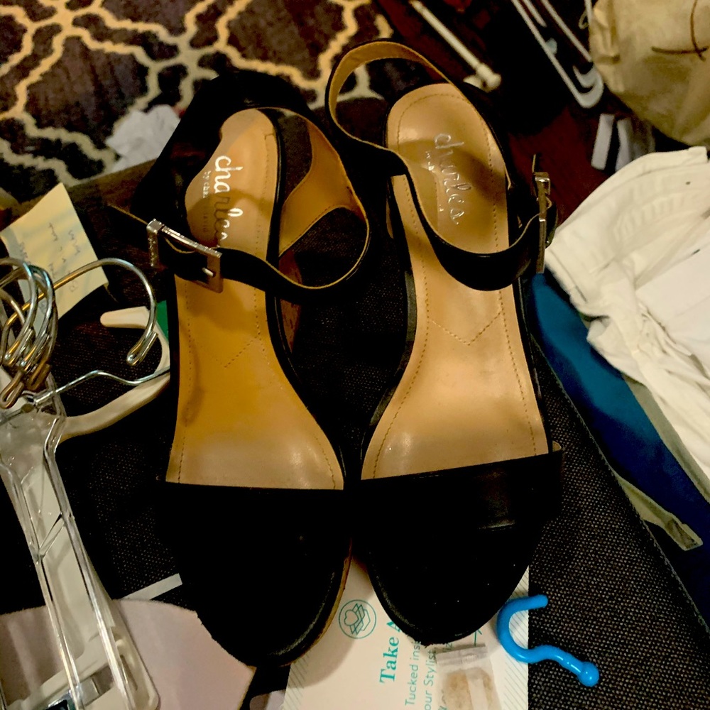 Charles david wedges - black w/ cork bottom